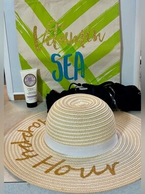 August Hat Mudpie Beach Bag T&T Swim Coverup Perlier Shea Butter